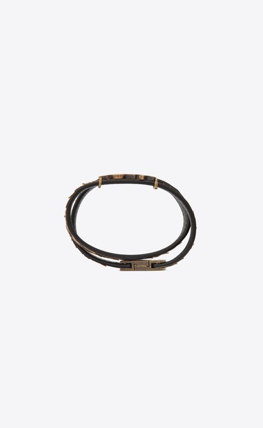 Bracelet double tour YSL en python naturel et métal doré